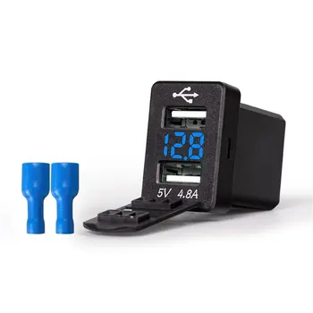 

4.8A Car Charger Charge Socket Dual USB Port LED Volt Display for Phone Tablet Navigator Fast Charging Adapter for Toyota Car