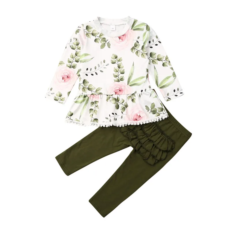 

Newborn Set Pudcoco Baby Girls Long-Sleeved Floral Tops + Pants Winter Autumn Outfits 2pcs Casual Clothes 1-5Y