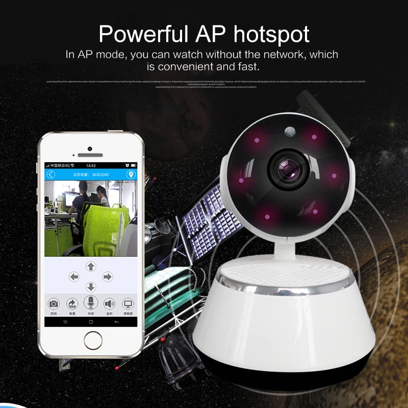 

720P Wireless WIFI IP Camera Home Indoor Security Monitor Smart Network Video System Two Way Audio Night Vision PTZ Rotation