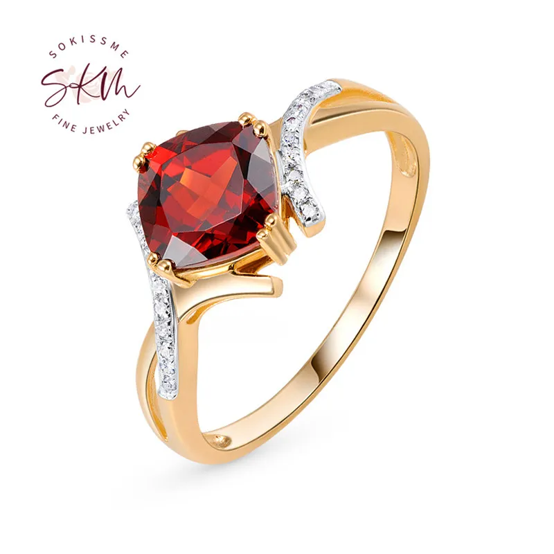 

SKM Vintage ring for women Garnet Ring rose Gold Simple wedding ring Jewelry Dainty Classic Promise Rings