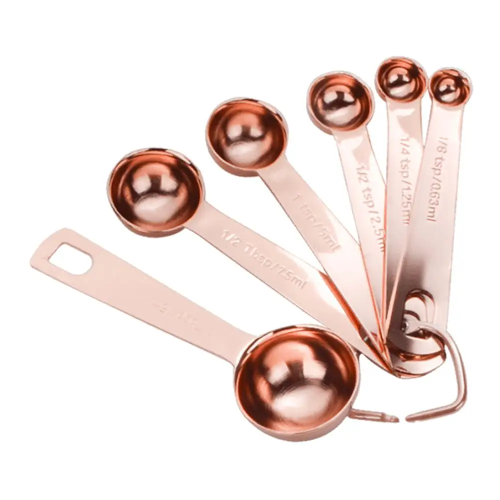 

Measuring Spoon Stainless Steel Plated Copper Rose Gold Kitchen Accessories Baking Bartending Measuring Spoon Cooking Tools Set