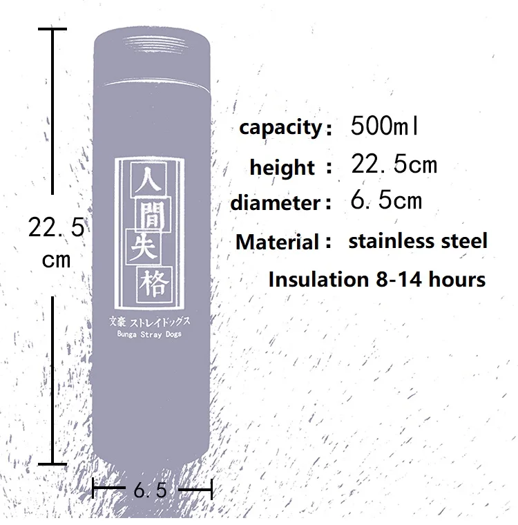 Thermos imprimé japonais en acier inoxydable, bouteille d'eau Portable originale