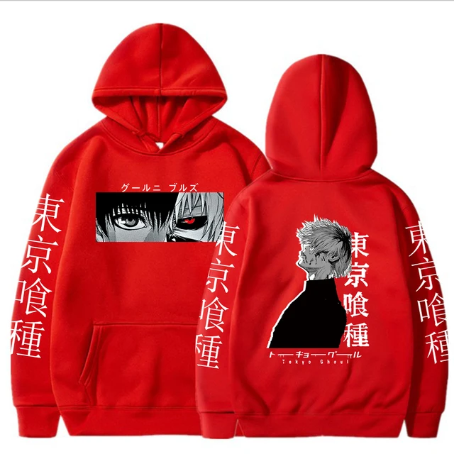 Tokyo Ghoul Anime Hoodie Pullovers Sweatshirts Ken Kaneki Graphic Printed Tops Casual Hip Hop Streetwear Red 1