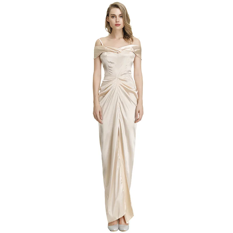 Women's Long Dress Champagne Sexy Sling Shoulder Elegant Women's Party Dress Loose Slim Long Bandage Dress Vestidos Women Dress