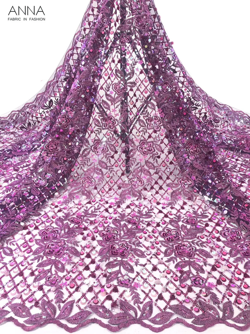 

Purple Nigerian Party Tulle Gown Sequins Lace French Tulle Lace Fabric Beautiful Embroidered Lace African Net Lace 5 Yards/pcs