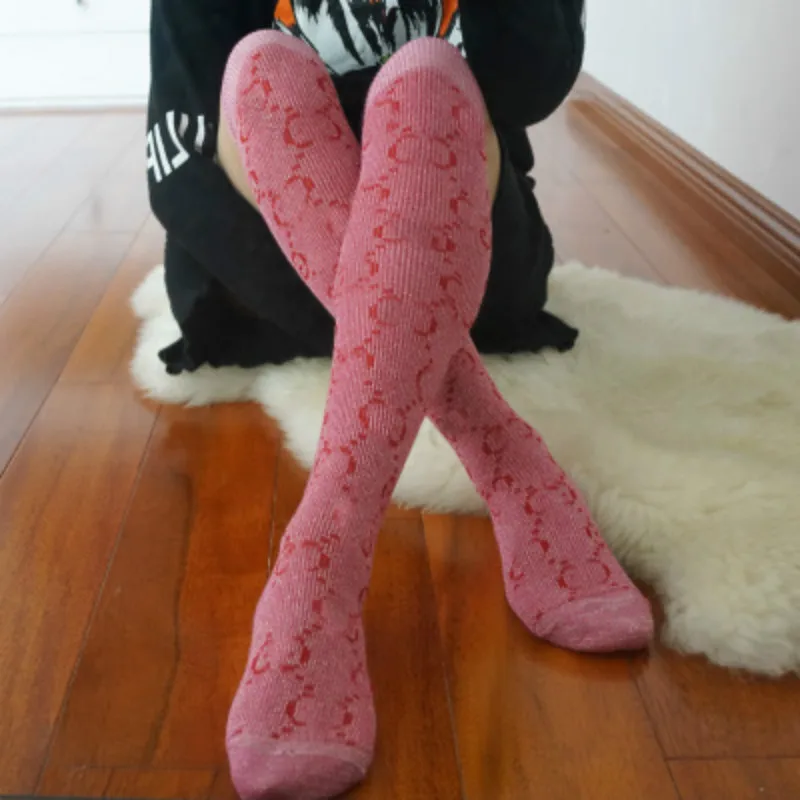 

Fashion letter Sexy Warm Long Cotton luxury Stocking Over Knee Stocking Women Spring Knee High Thigh Knitted Stockings