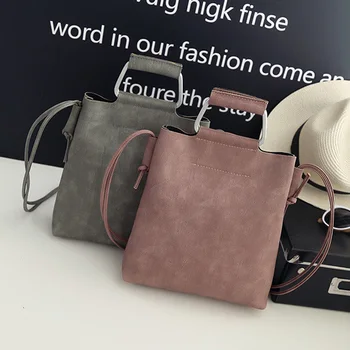 

Korean Solid Color Zipper Crossbody Bags For Women 2020 Portable Bucket Bag Simple Casual PU Shoulder Bag Handbags