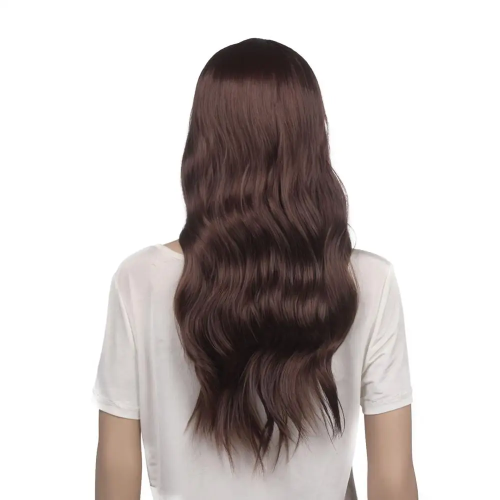 Yunnong, рестилируемый синтетический парик для волос, высокая температура, волокно, длинные волнистые парики, средняя часть, черный, коричневый, блонд, парик для женщин