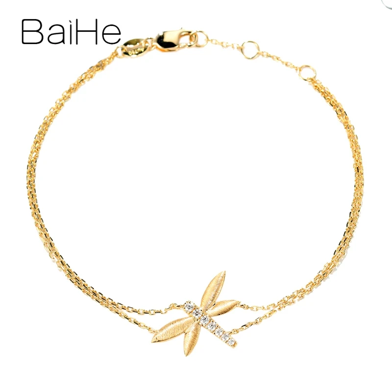 BAIHE Твердые 18K желтое золото всего 0.09ct SI/H круглые ограненные натуральные