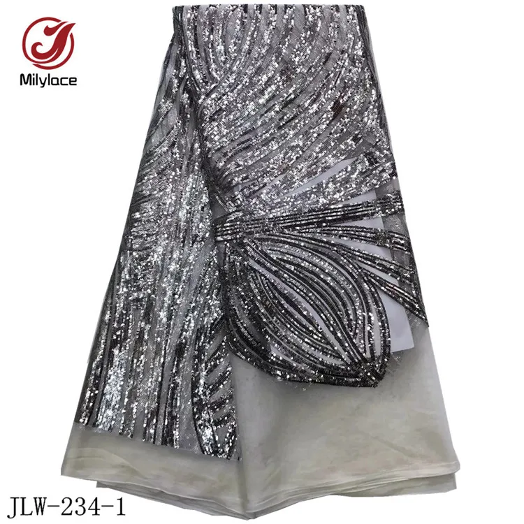 sliver grey Milylace блестящая французская Кружевная Ткань 5 ярдов модные вечерние платья Тюль кружевная ткань с блестками африканская чистая кружевная JLW-234 - Цвет: sliver grey