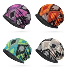 Зимняя шапка шарф для женщин и мужчин клетчатая эластичная дышащая Пушистая Шапка для шеи Теплая Осенняя зимняя велосипедная дорожная шапка головной убор