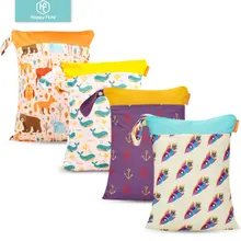 Happy Flute 1 шт. Многоразовые водонепроницаемые модные принты влажная сухая сумка для подгузников двойной карман тканевая Ручка сумки для мокрого плавания 30*40 см