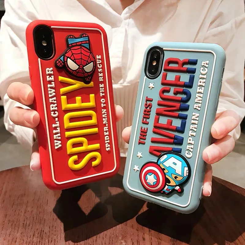 3D Силиконовый Marvel Мстители Железный человек Капитан Америка чехол Спайдермен