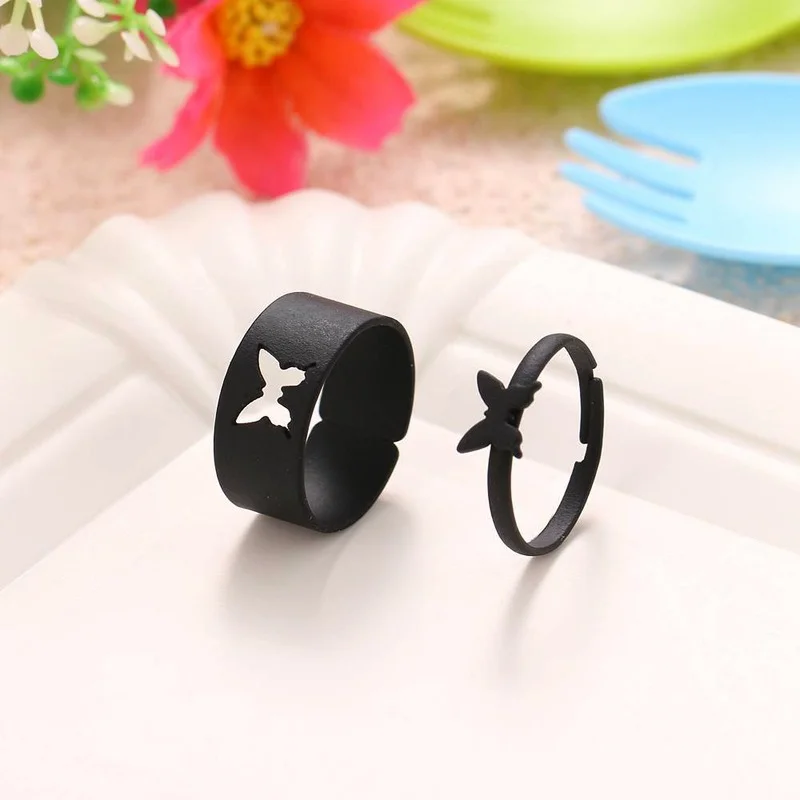 Punk Colorful Snake Butterfly Lover Couple Rings Set for Women Men Engagement Wedding Adjustable Opening Rings Fashion Jewelry wedding rings finger rings fashion rings engagement rings fashion ring couple rings punk rings