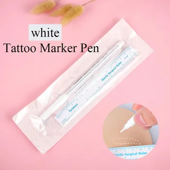 

5Set white Tattoo Marker Pen Surgical Skin Microblading Positioning Tool with Measuring Ruler Permanent Accessories Sterilized