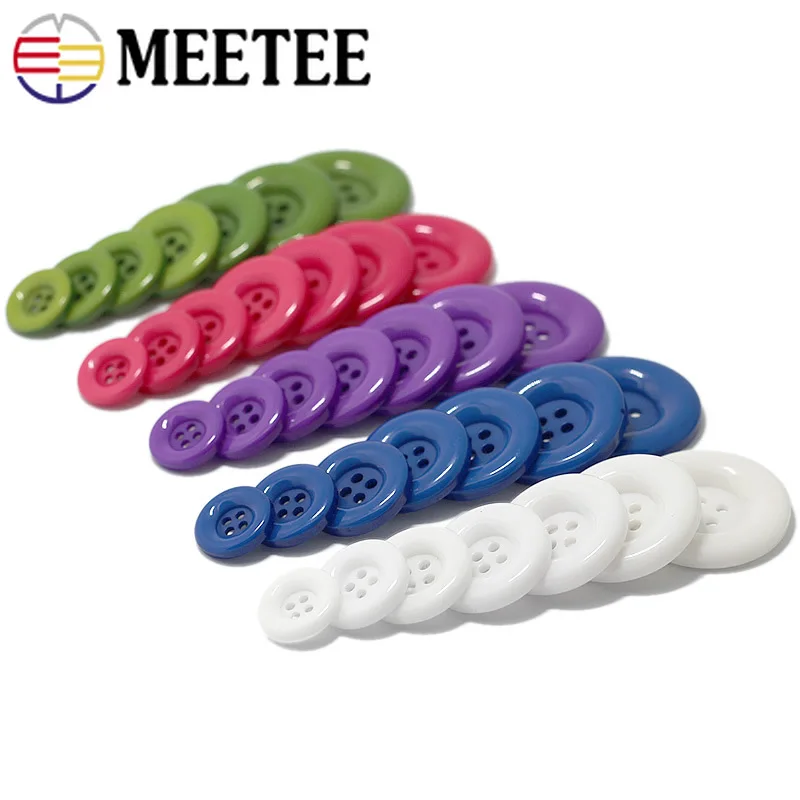 Meetee 50pcs 15-25mm 30pcs 28-38mm 4-Hole Resin Button Flatback Decoration Buckle DIY Kids Toys Garment Scrapbooking Accessories | Дом и сад