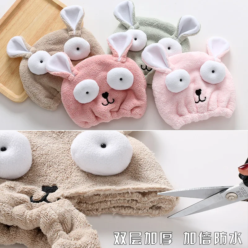 Manufacturers Direct Selling Creative-Cartoon Water-Absorbing Headcloth Rabbit Shampoo Towel Coral Velvet Blow Dryer Dry Hair Ca