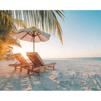

Dropshipping 60x75cm Painting By Numbers DIY Sunset beach Scenery Wall Art Picture Acrylic Painting For Wedding Decoration