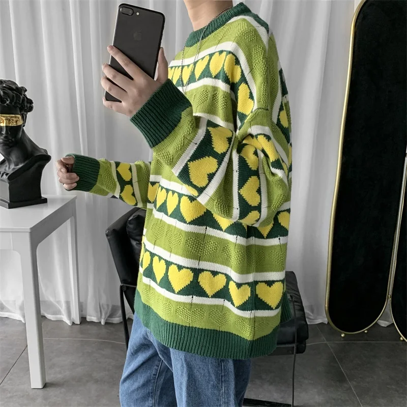 Winter Sweater Men's Warm Fashion Contrast Color Casual Knit Sweater Man Sweter Clothes Wild Loose Long-sleeved Pullover Men Winter Sweater Men's Warm Fashion Contrast Color Casual Knit Sweater Man Sweter Clothes Wild Loose Long-sleeved Pullover Men