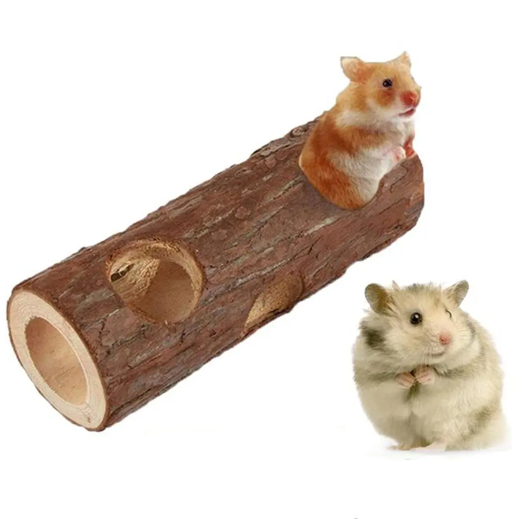2021Non-toxic And Harmless Hamster Solid Wood Tube Tree Tube Natural Wood Animal Tunnel Sports Tube Children's Chewing Toy