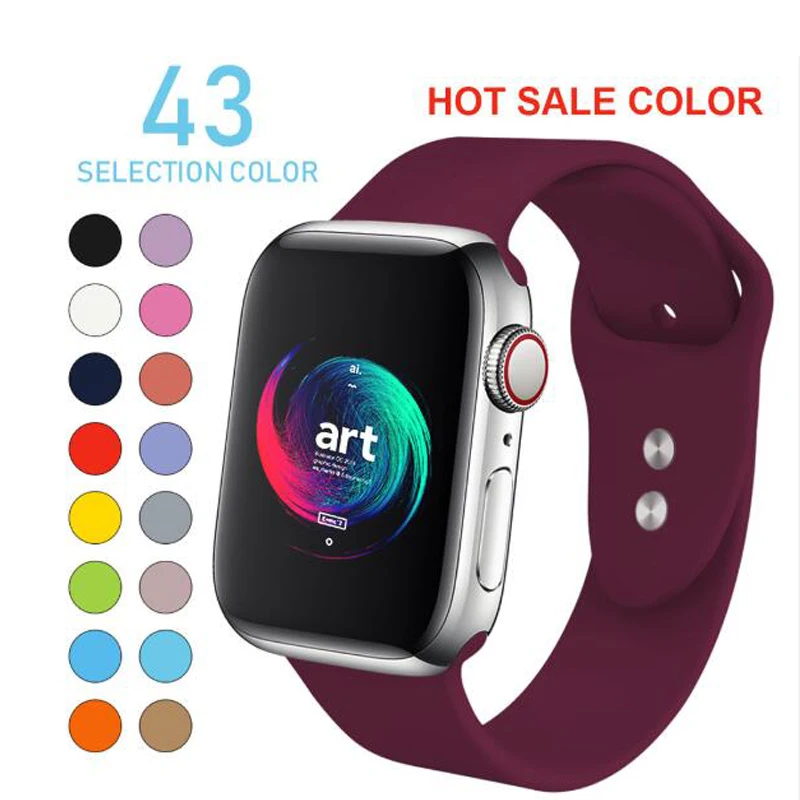 50 шт. силиконовый спортивный ремешок для 38 мм Apple Watch Series 5 4 3 2 42 браслет на запястье