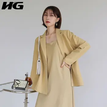 

HG Korean Style Leisure Wild Blazer Feminine Fashion Simple Solid Color Loose Women Blazers and Jackets 2020 Spring New XJ4212