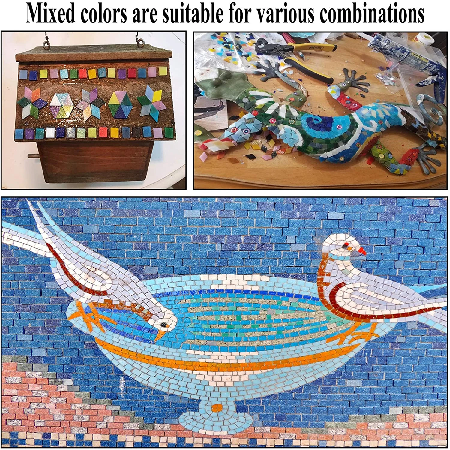 1000 Pieces Mixed Color Mosaic Tiles Mosaic Glass Pieces for Home  Decoration or DIY Crafts, Square (Square,1 by 1 cm) - AliExpress