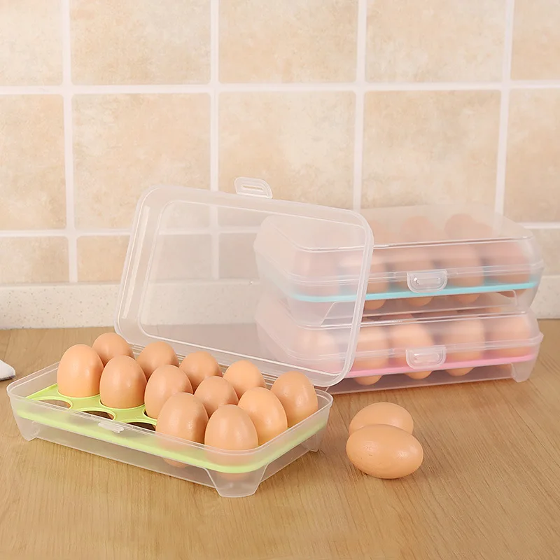 

Kitchen 15 Lattice Refrigerator Egg Box Freshness Box Plastic Portable With Cap Storage Box Household Egg Tray Egg Lattice