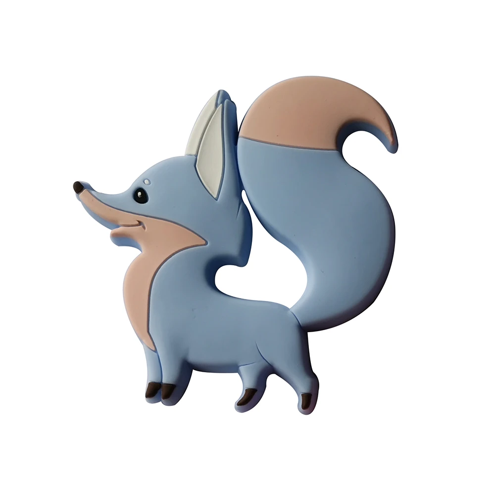 Baby Silicone Teethers BPA Free Cartoon Cocked Tail Fox Teeths Toys Toddler Tooth Bite Gum Rodent Teething Gift 5 Colors | Мать и ребенок