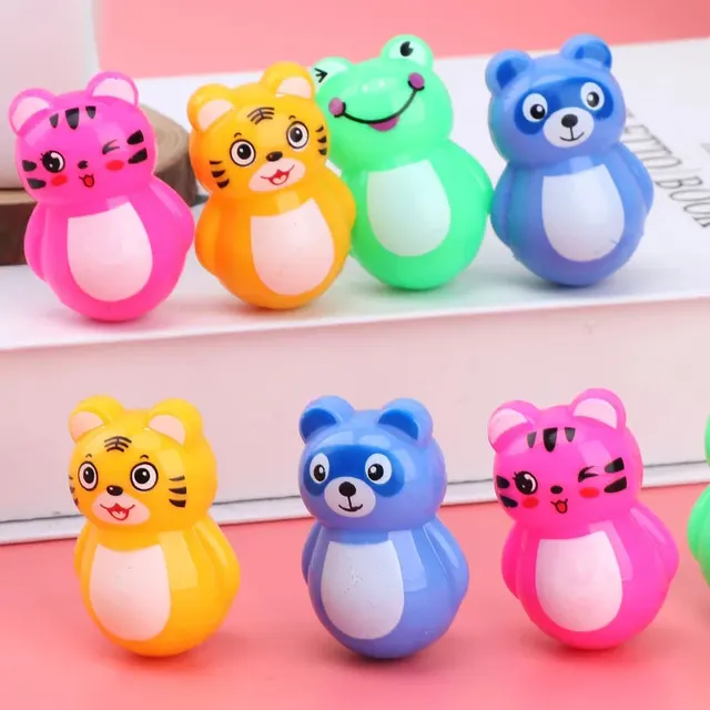 5Pcs/Set Multicolor Mini Tumbler Cute Roly-poly Kids Toys Cartoon Animal Piggy Tiger Kitten Tumbler Wacky Toy Children Gifts 3