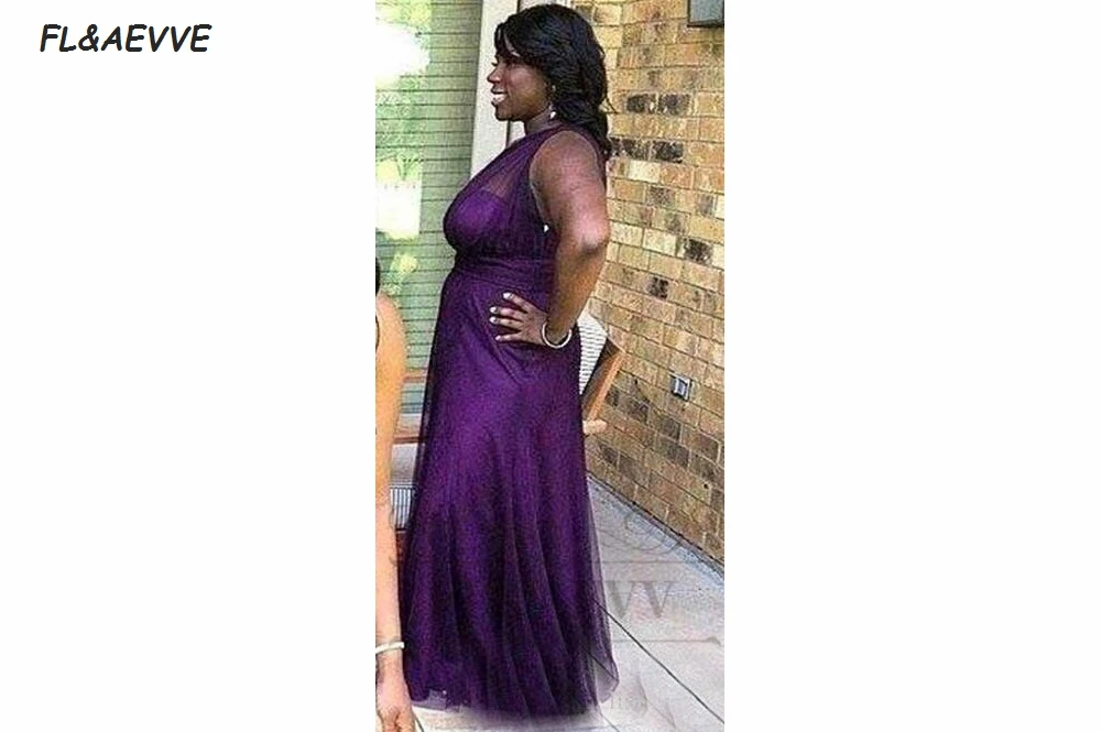 Purple One Shoulder Bridesmaid Dresses 2017 A Line Long Tulle Maid Of Honor Gowns Modest Vestido De Dama De Honor De Boda (1)