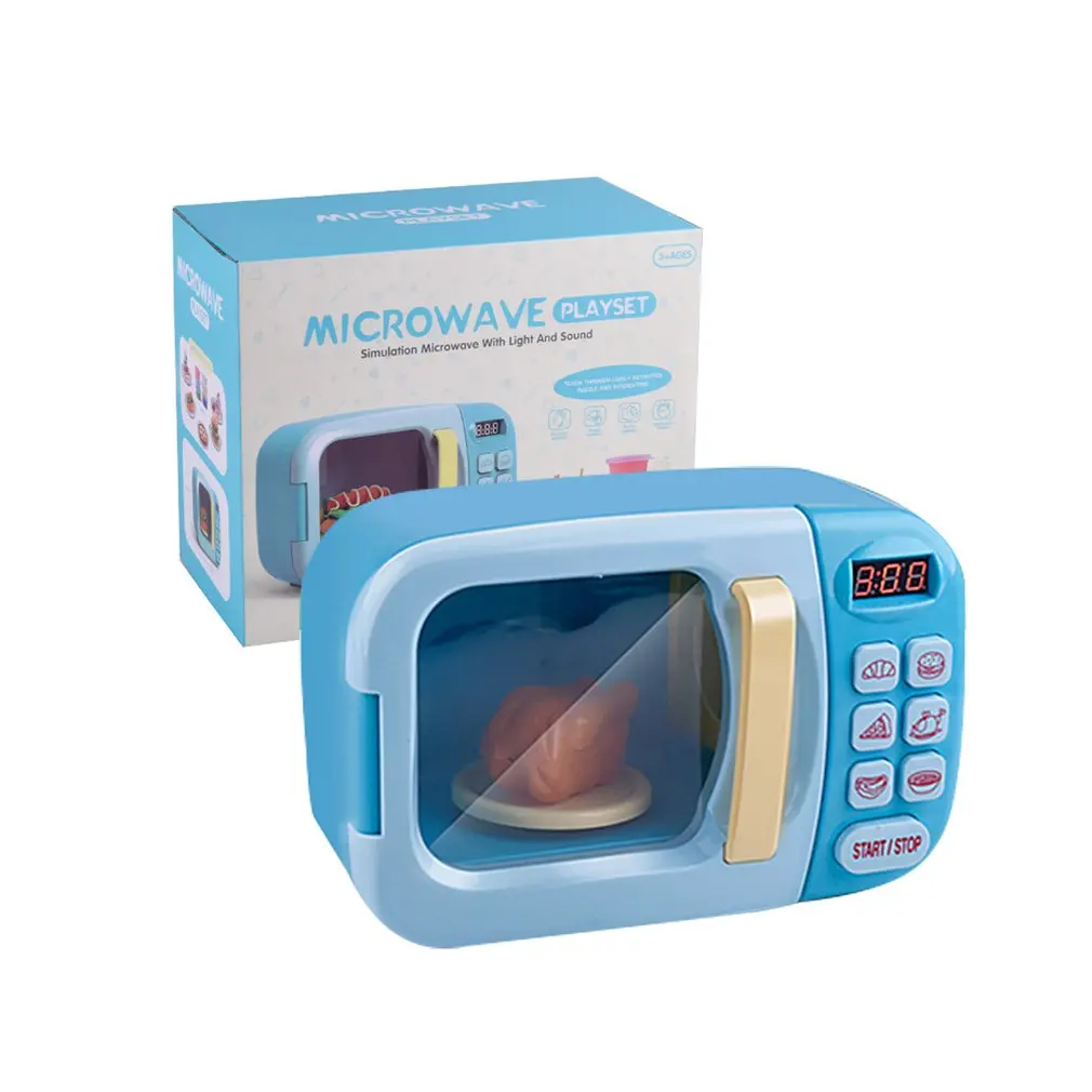 Simulation Microwave Oven Toys Baby Role Playing Toy Electric Household Appliances Analog Microwave Toy Set Education Toy Gift