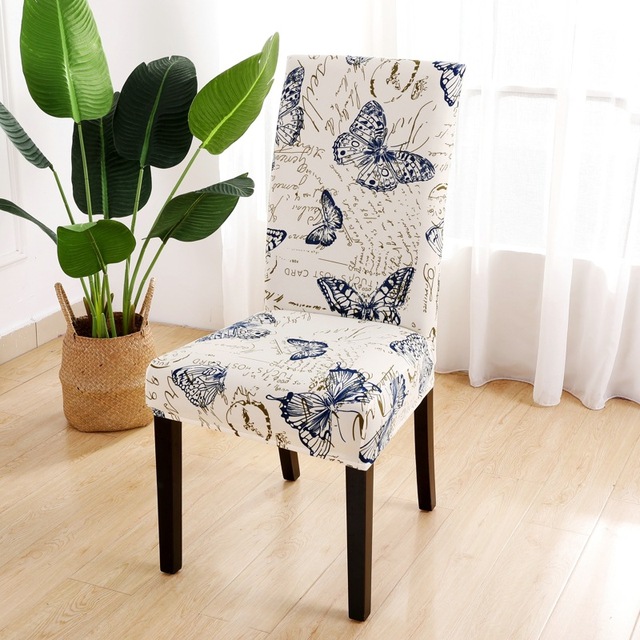 Series Chair Cover for Dining Room Banquet Hotel Kitchen Spandex Stretch Print Chair Covers Removable Washable Seat Decor