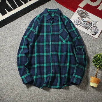 

Autumn Cotton Plaid Shirt Men's Fashion Business Casual Dress Shirt Men Wild Social Men Shirt Long-sleeved Shirt Mens S-4XL