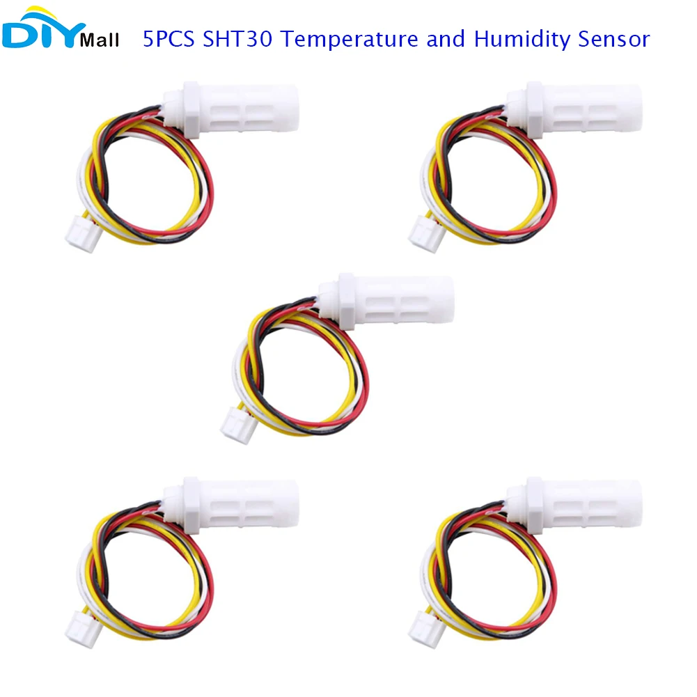 

5pcs IOT SHT30 Temperature and Humidity Sensor HY2.0-4P Interface IIC Digital Signal Output 2.15-5.5V Cable length 28cm