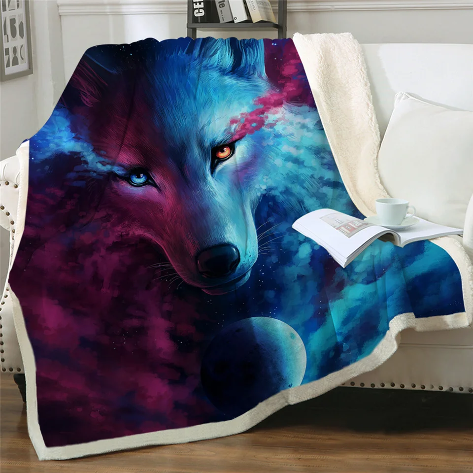 Ловец снов от JoJoesArt волк бархатное плюшевое одеяло для дивана Луна Затмение пледы одеяло Галактический принт тонкое одеяло постельные принадлежности 150x200 см