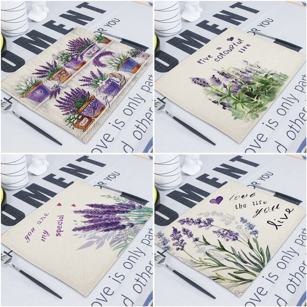 42X32cm Lavender Napkin for Table Linen Placemat Weddings Napkins Fabric Flower Handkerchiefs for Kitchen Dining Serving Servet