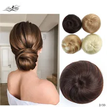 Xuanguang meninas preto cabelo castanho bun cabelo sintético Elastico faixa de borracha chignon cordau donut falso cabelo
