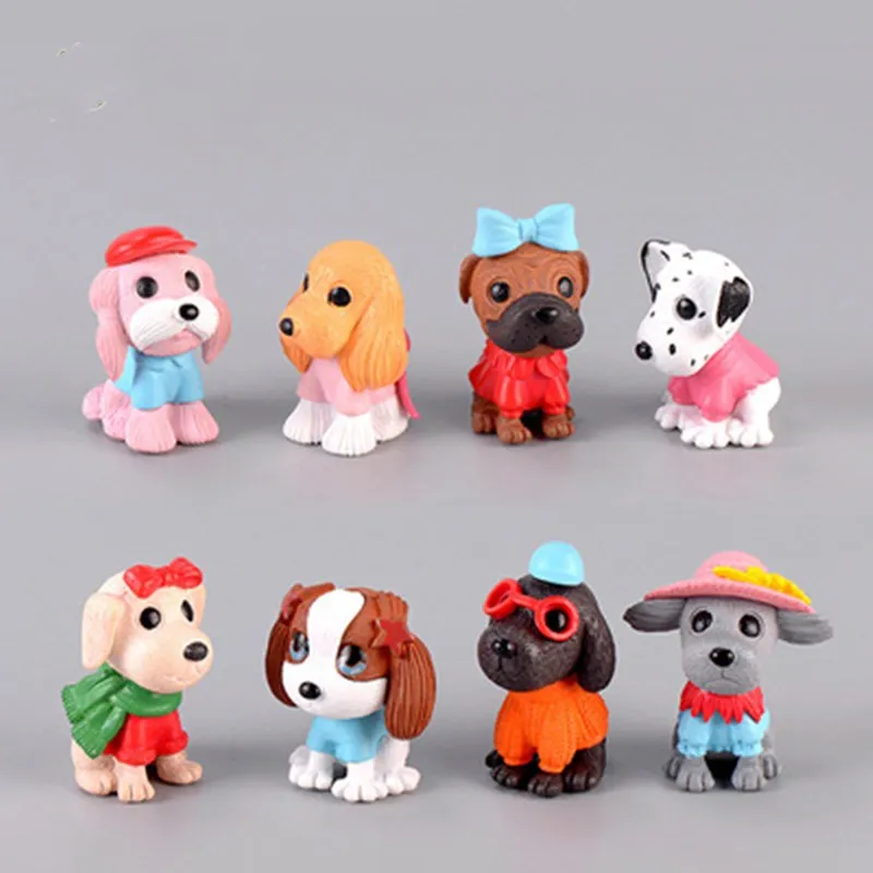 

8pcs / set Fairy Resin Mini Dog Figurines Decoration Home Pet Animal Miniature Figurines Desk Decor