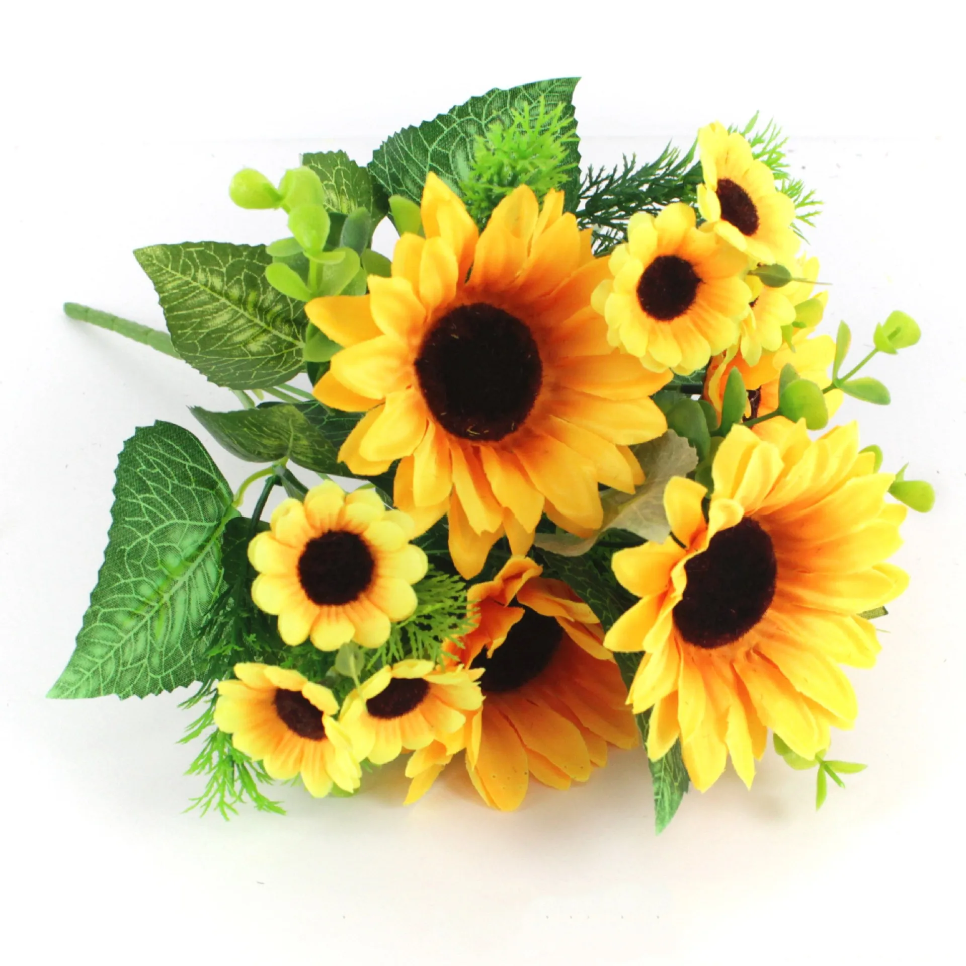 Summer Big Artificial Sunflowers Flowers Silk High Quality Home Decoration  DIY Small Craft Fake Flower Wedding Decor Faux Flower