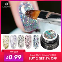 Saviland Гель- лак для ногтей с бриллиантами, блестящий Светодиодный УФ- гель для маникюра, блестящий Блестящий Гель-лак для ногтей, Полупостоянный гель для ногтей
