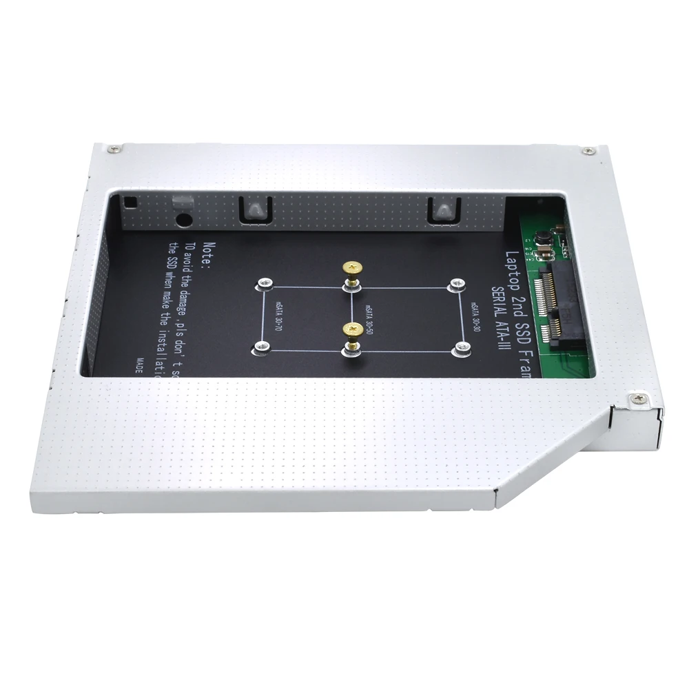 TISHRIC HDD 캐디 Msata SSD, SATA 2 차 캐디 SSD, 하드 디스크 드라이브 어댑터 케이스 박스, 노트북 CD-ROM DVD-ROM 광학 베이, 12.7mm