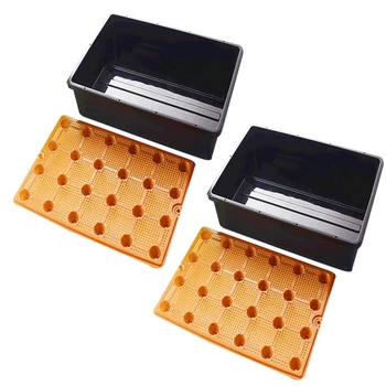 

2Pcs 44.5 x 30 x 8.5cm Multi-funciton Succulent Plant Seedling Tray Garden Propagator Set 2020 new arrival - Black + Orange