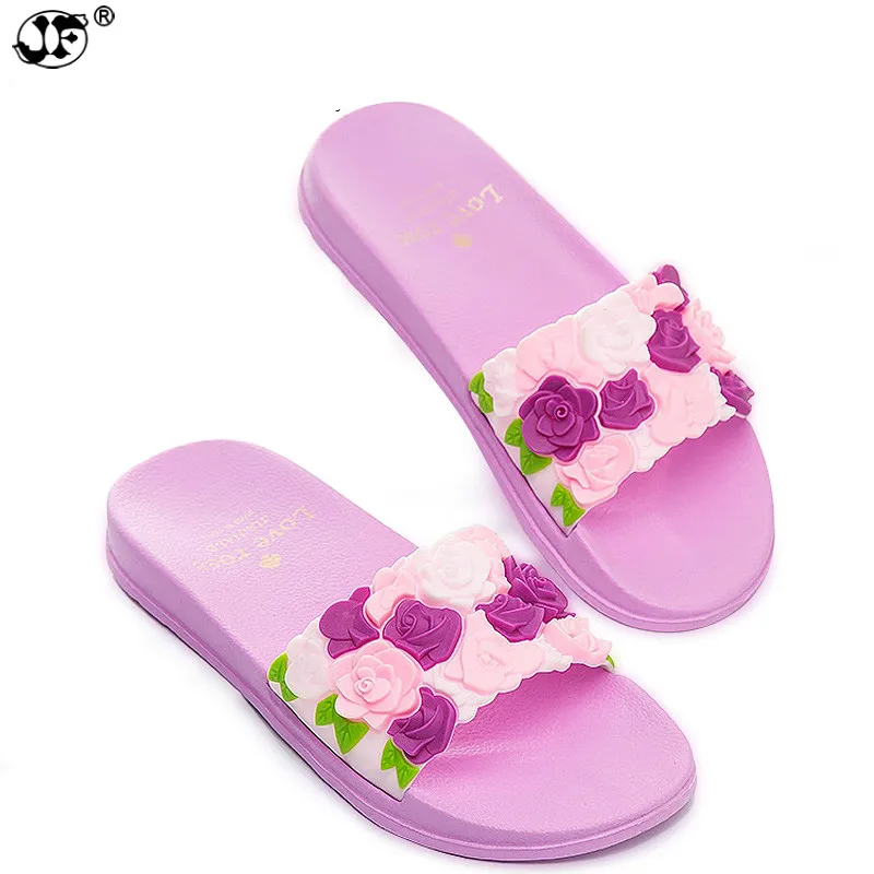 

2019 Summer Women Slides Rose Lovely Flower Home Slippers Platform Thick Soled Sandals Women Shoes Flip Flops Zapatillas Mujer99