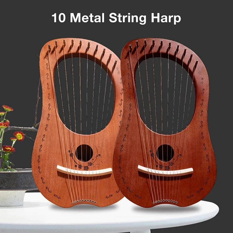 

Lyre Harp 10 String Harp Portable Small Harp with Durable String Musical Instrument Stable Sound Quality Harp