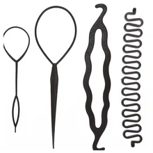 

4Pcs/set Women Hair Braid Tool Holder Clip Wave Hair Braiding Tool Magic Weave Hair Braider Roller Hair Styling Ponytail Tool