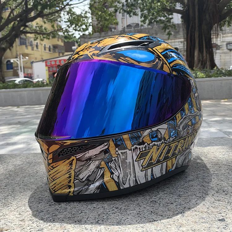 NITRINOS Nuevo casco de moto con cubierta completa para hombres y mujeres, casco electrico de carreras de coches, casco de moto - Цвет: 2