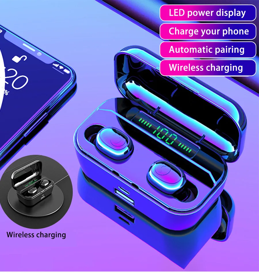 TWS G6S мини беспроводные Bluetooth наушники гарнитуры 3500 мАч IPX7 водонепроницаемый микрофон спортивные наушники для IOS/Android samsung всех телефонов