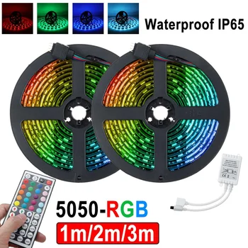 

RGB LED Strip 1m/2m/3meter Waterproof LED Neon Light 5050 DC12V 30 Leds Tape With 44 Keys Remote Controller Adapter