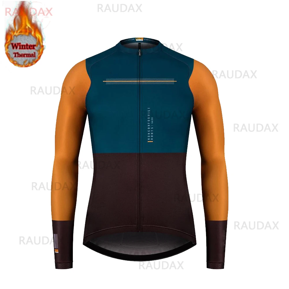 Gobikful с длинным рукавом Велоспорт Джерси 2021 человек Pro Team зима Термальность флис